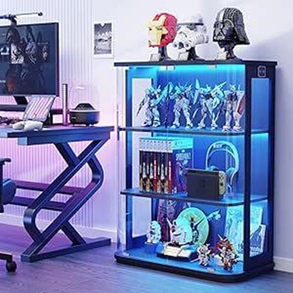 3-Tier Glass Display Cabinet with Lights