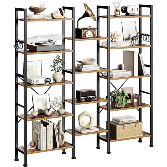 Furologee 5-Tier Industrial Bookshelf with Shelves