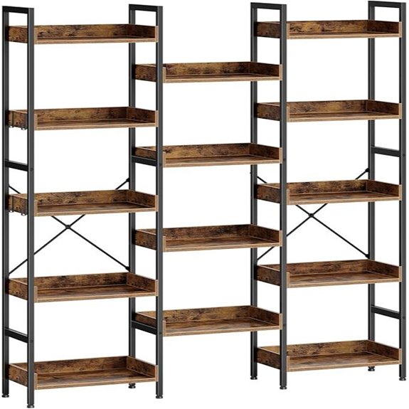 Rolanstar 5-Tier Industrial Bookshelf with Metal Frame