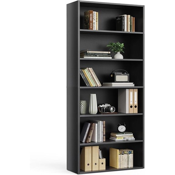 Sweetcrispy 6-Shelf Industrial Bookcase with Anti-Tip