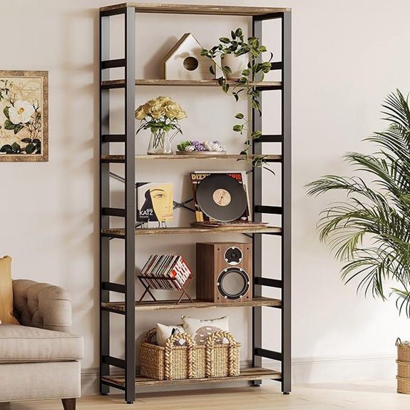 IRONCK 6-Tier Industrial Bookshelf 31.5in Wide