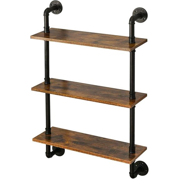 IBUYKE Industrial Pipe Wall Shelves 3-Tier Metal Storage
