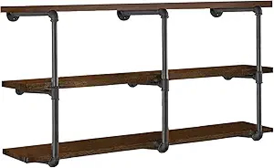 HITOMEN Industrial Pipe Shelves 3-Tier Wall Mounted Storage
