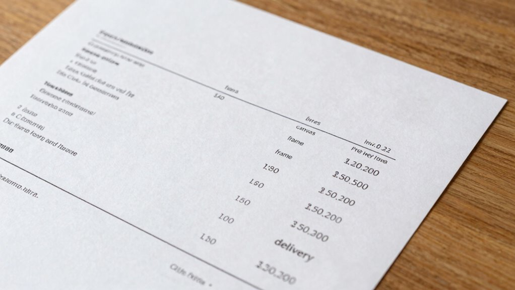 interpreting art invoice items