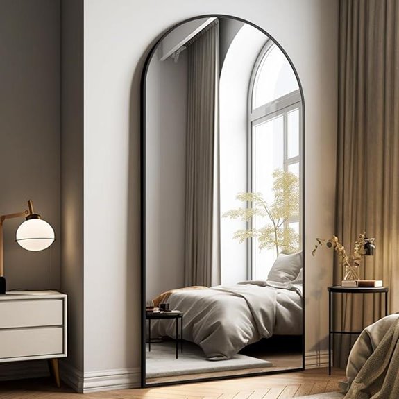 Oversized Arched Full-Length Mirror with Black Frame
