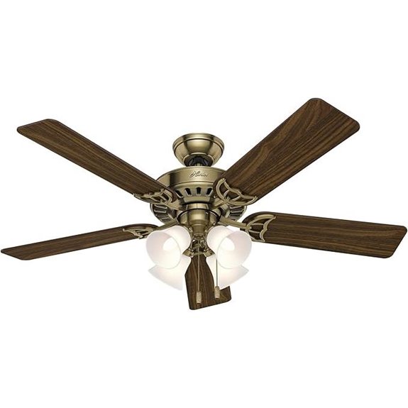 Hunter 52-Inch Brass Indoor Ceiling Fan with Lights