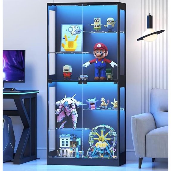 69-Inch Glass Display Cabinet with RGB Lighting