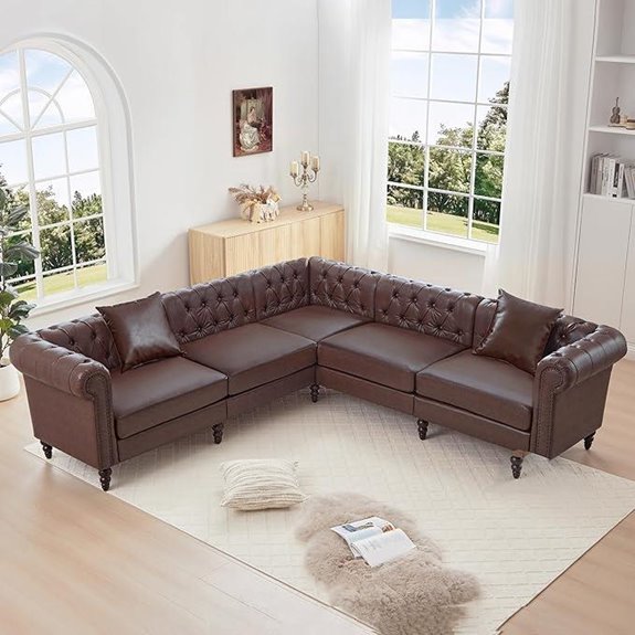 LEVNARY 98” L-Shaped PU Leather Sectional Couch