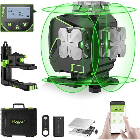 Huepar 360 Laser Level with LCD Bluetooth Remote