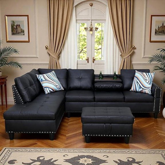 Leather 3-Piece L-Shaped Sectional Sofa Set
