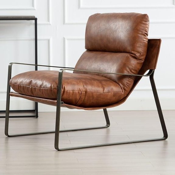 LukeAlon PU Leather Accent Armchair with Brass Frame