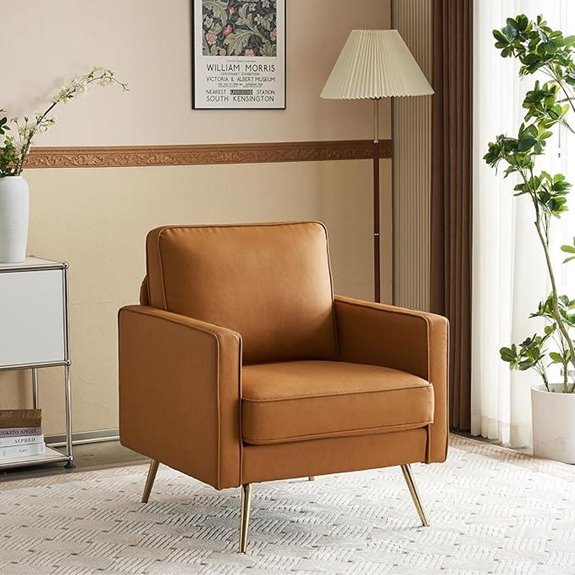 VINGLI PU Leather Armchair with Gold Legs