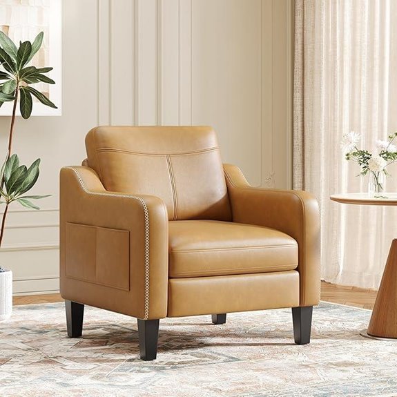 PU Leather Accent Chair with Removable Cushions