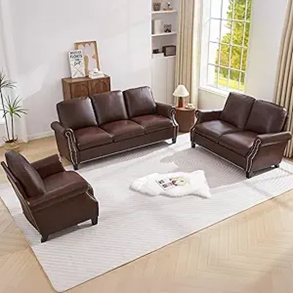 AVZEAR 3-Piece Leather Sectional Sofa Set
