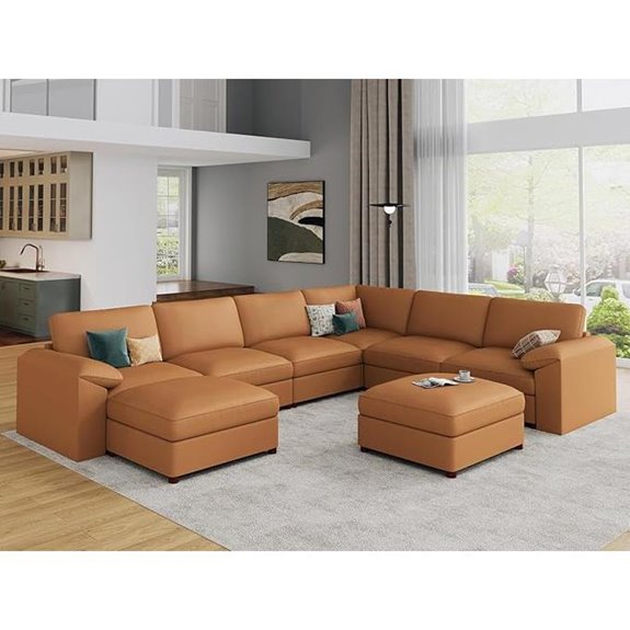 EASE MOOSE Leather U-Shaped Sectional Couch