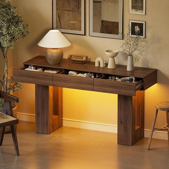 PAKASEPT 63-Inch LED Console Table with Drawers