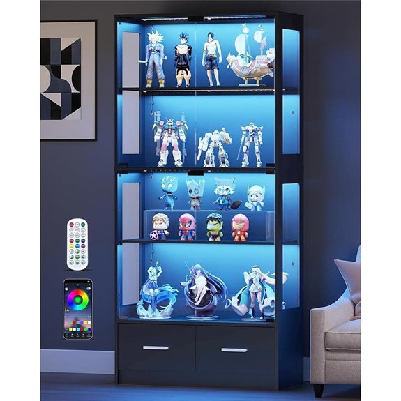 Glass Display Cabinet with RGB LED Lights