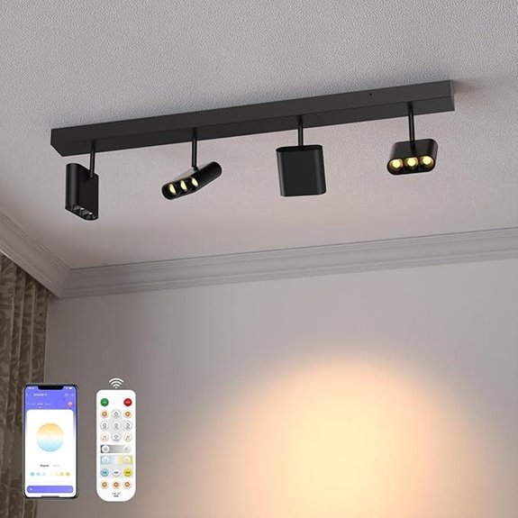 4-Light LED Track Lighting Kit with Dimming Remote