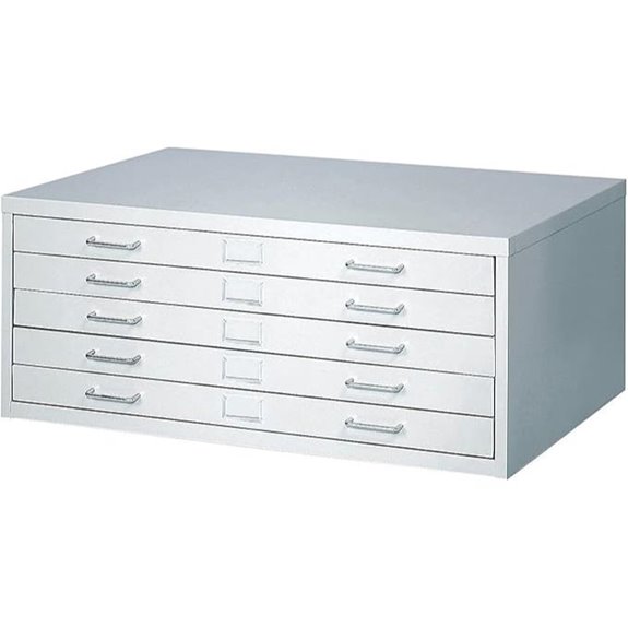 Safco Steel Flat File Cabinet 5 Drawers Light Gray
