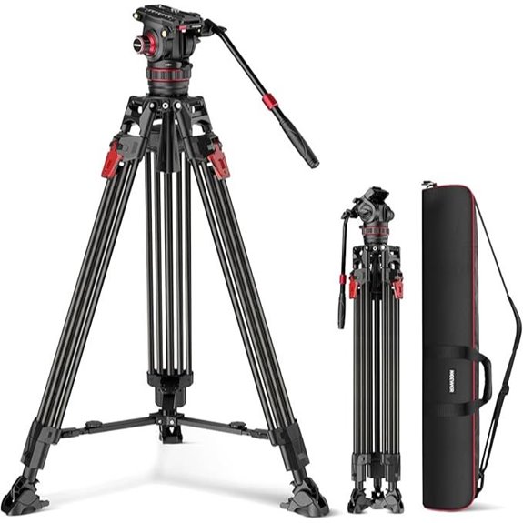 NEEWER 78 Carbon Fiber Video Tripod with Fluid Head