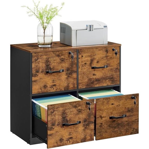 VASAGLE 4-Drawer File Cabinet with Lock