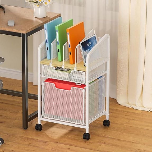 Rolling File Cabinet with Lockable Wheels and Dividers