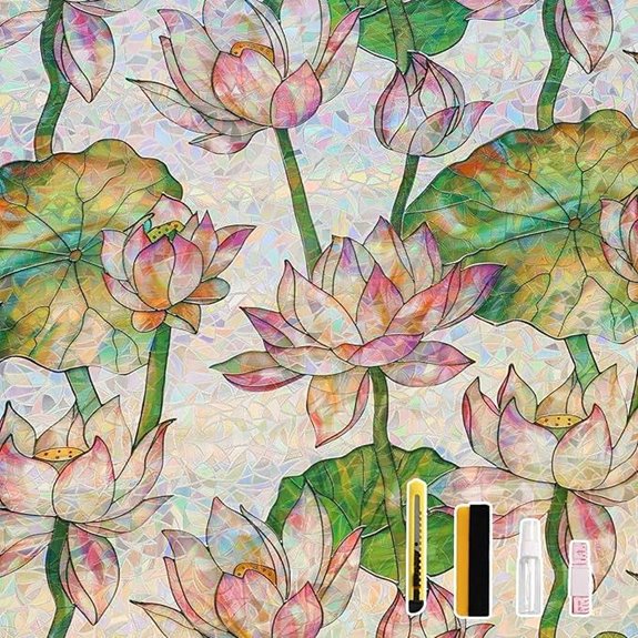 Donox Privacy Window Film with Lotus Pattern