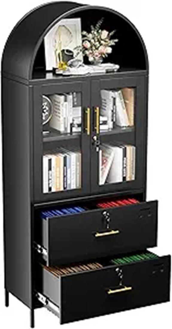 73 Metal Arch File Cabinet with Locking Doors