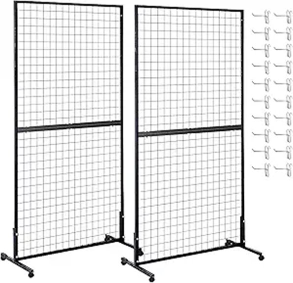 2 Pack Metal Gridwall Display Racks with Wheels