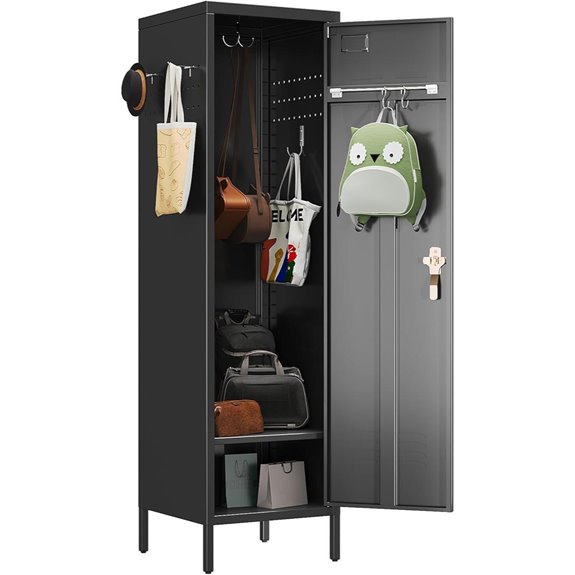 Metal Storage Lockers with Handle Pegboard & Hooks