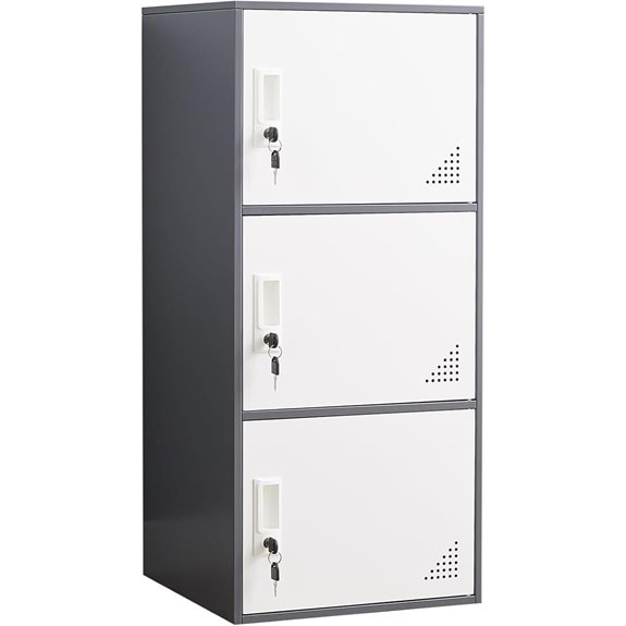 3-Door Metal Storage Locker for Office and Home