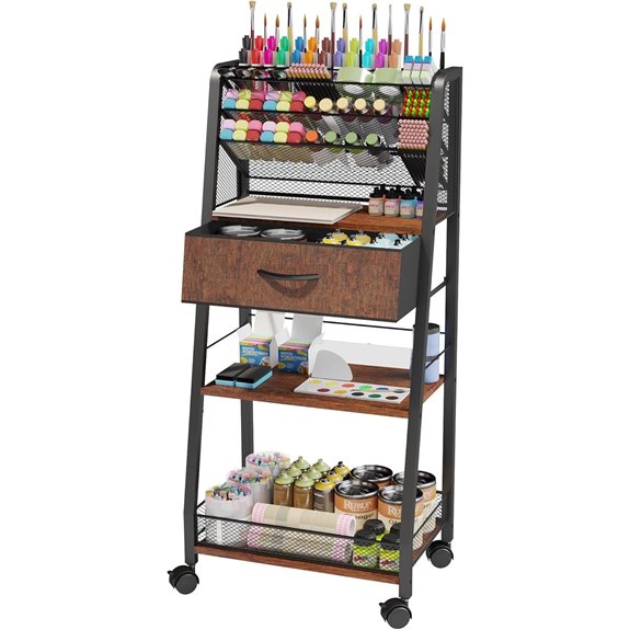 3-Tier Metal Utility Cart with Storage and Wheels