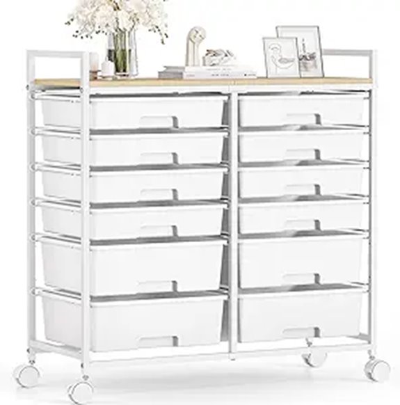 Rolling Storage Cart with 12 Drawers and Wheels