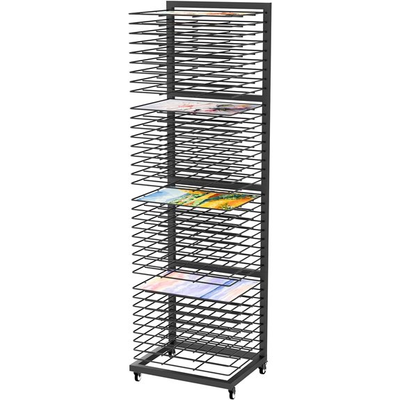 Art Drying Rack with Wheels and Shelves