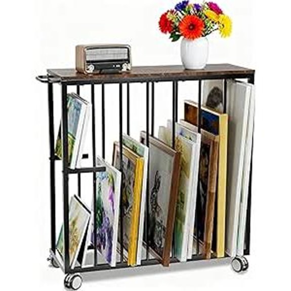 Art Storage Rack with Wheels for Canvas and Art Displays