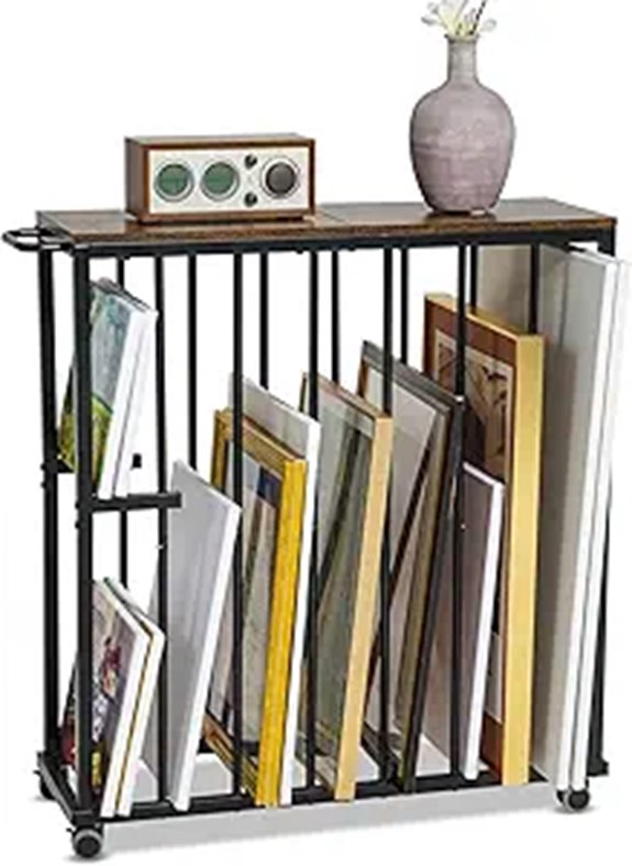ikkle Art Storage Rack with Wheels for Canvas and Frames