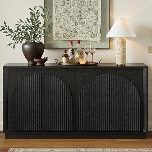 WIN2WIN 65 Modern Fluted Sideboard Buffet Cabinet