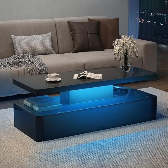 MXV Modern Coffee Table with LED Lights and Storage