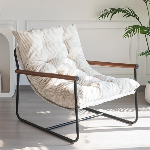 MAXYOYO Modern Upholstered Accent Chair with Wooden Arms