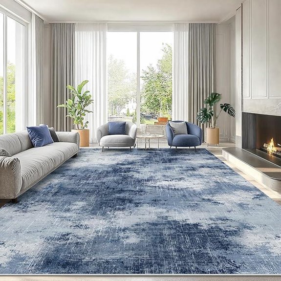AMADA 8x10 Modern Washable Rug with Non-Slip Backing