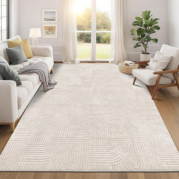 Pauwer 8x10 Washable Modern Beig Fluffy Area Rug