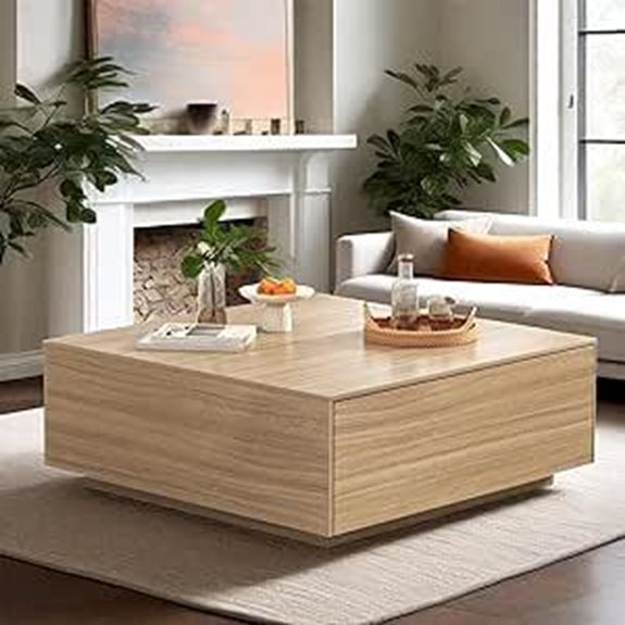 Square Coffee Table with Storage 43 Modern Wood