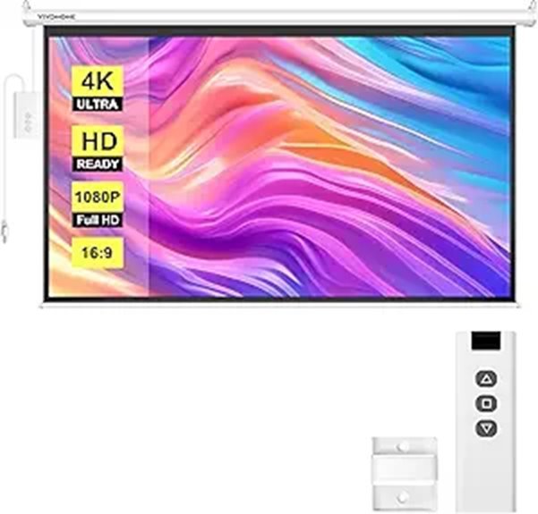VIVOHOME Motorized Projector Screen 100 Inch Remote