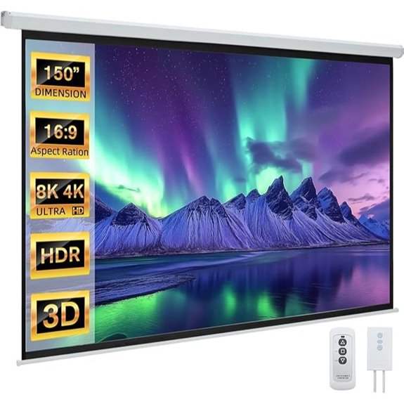 YODOLLA 150 Motorized 4K HD Retractable Projector Screen