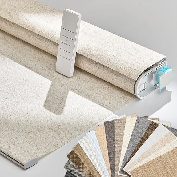Persilux Motorized Blinds with Remote Linen Fabric