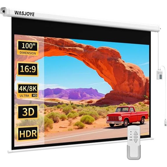 WASJOYE 100 Motorized Projector Screen with Remote