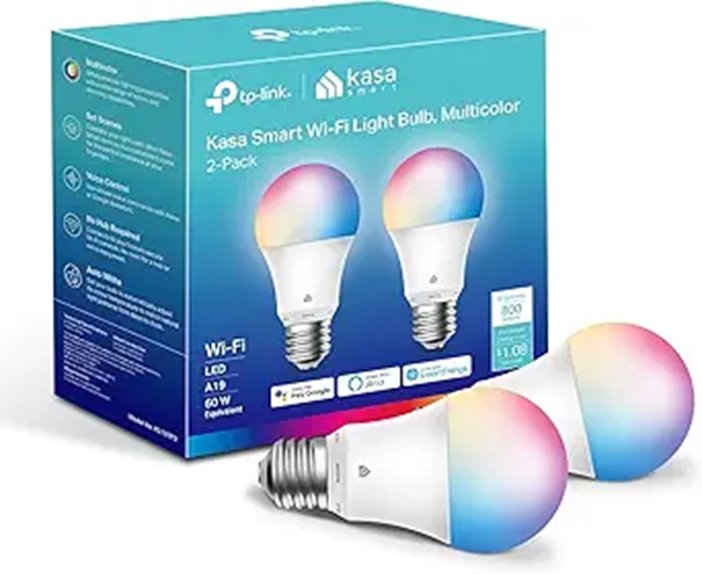 Kasa Smart Multicolor WiFi Light Bulbs (2-Pack)