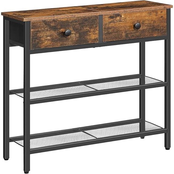 HOOBRO Narrow Console Table with Storage Shelves