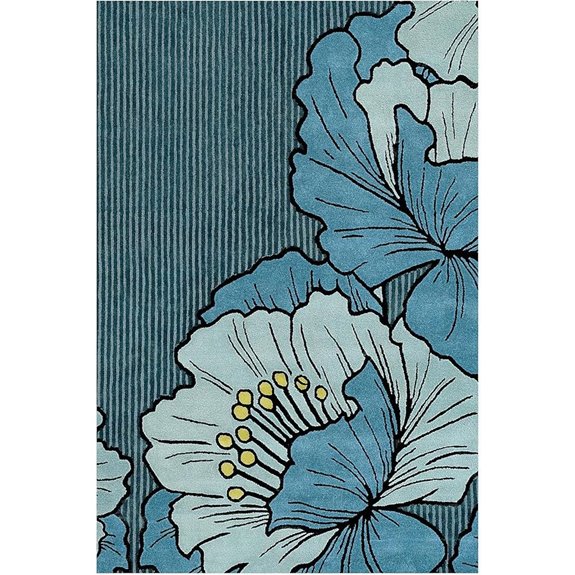 Nicole Miller Flora Grandeur Wool Rug Blue 6'x9