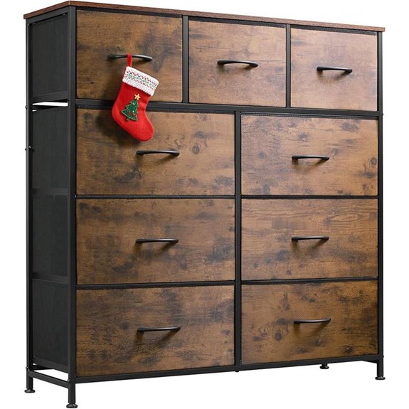 WLIVE 9-Drawer Fabric Storage Dresser with Steel Frame